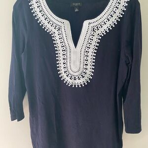 Talbots navy embroidered tunic